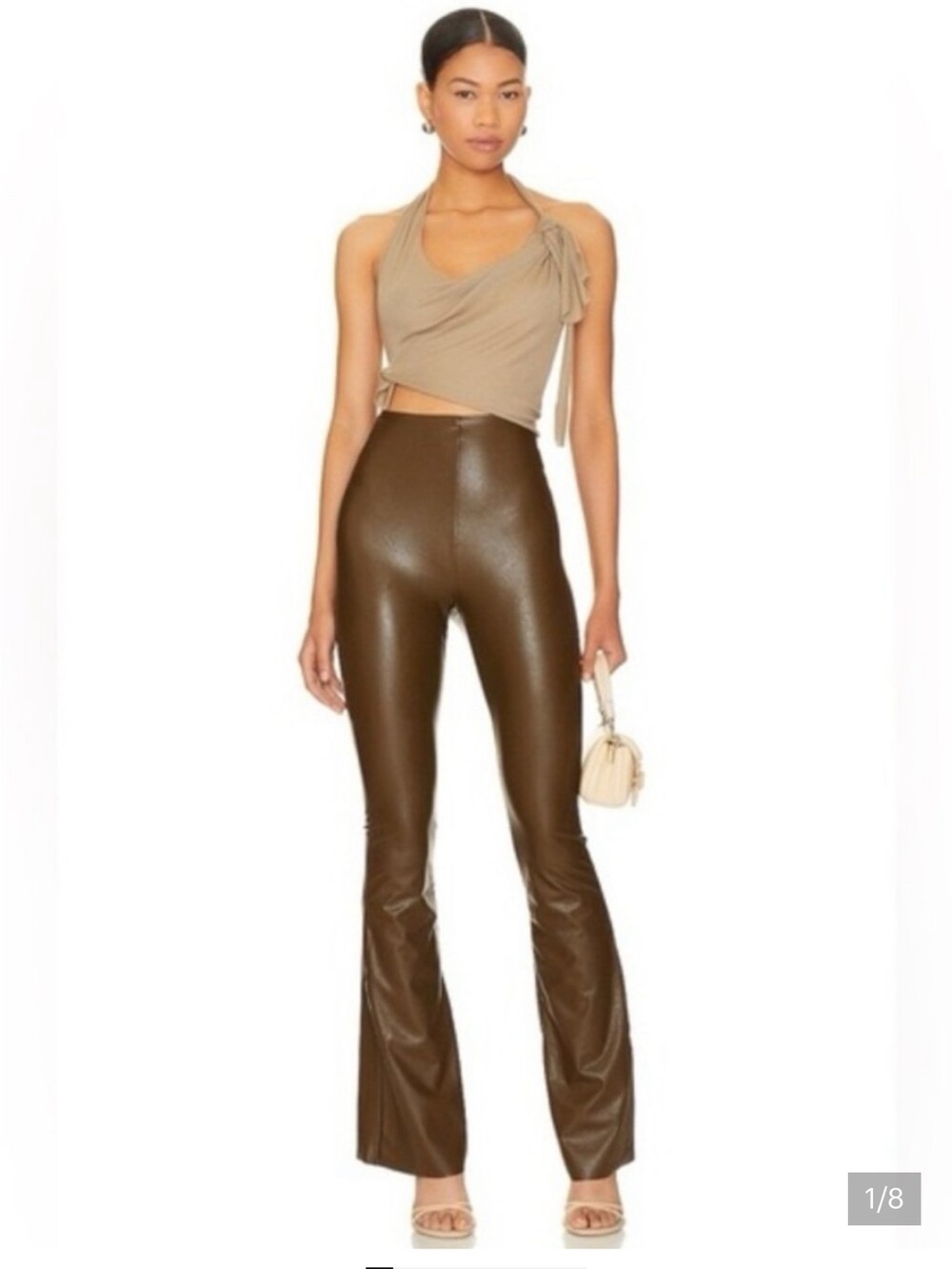 Commando High-Waist Faux Leather Flare Pants Cadet Brown